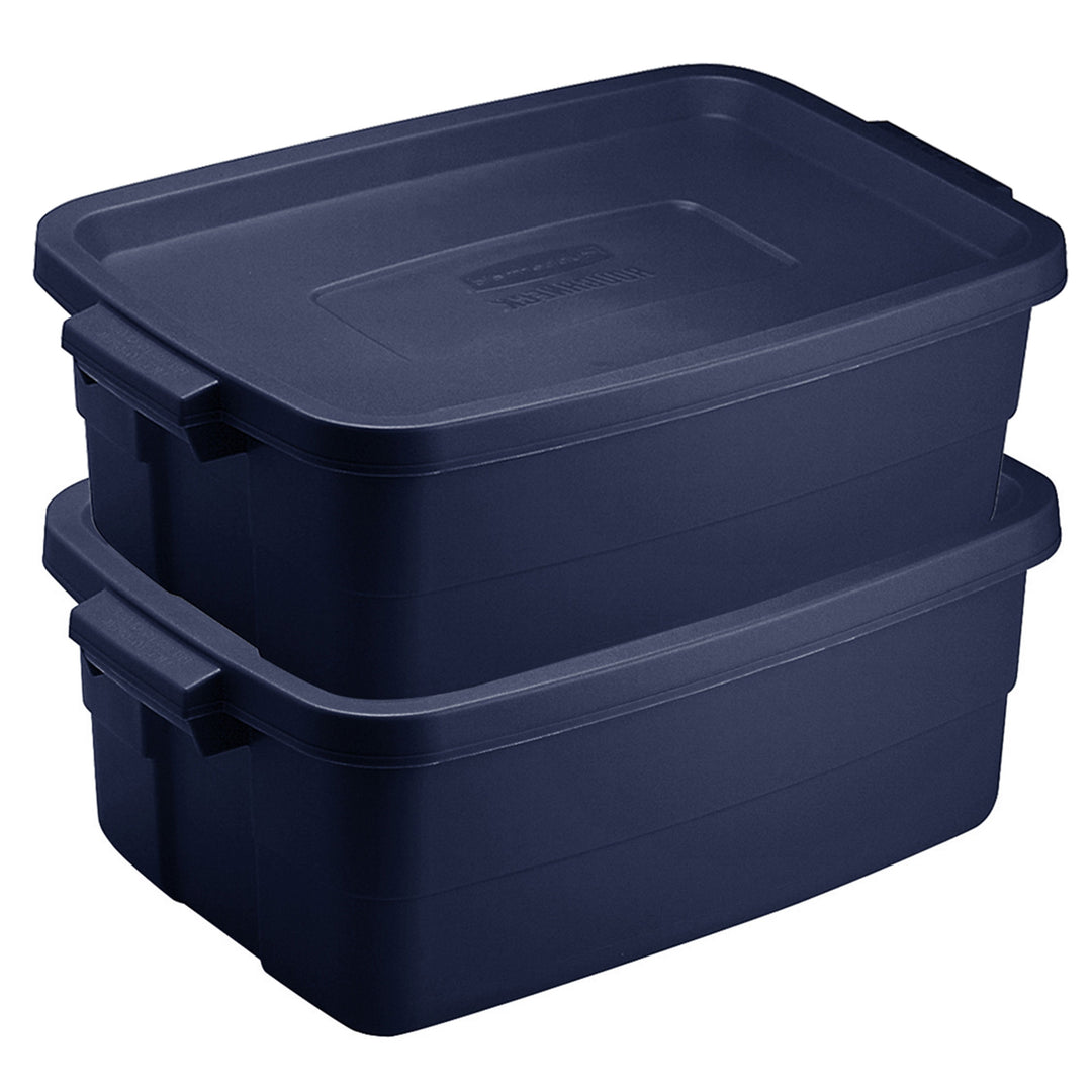 Rubbermaid Roughneck 3 Gallon Rugged Storage Tote Container, Blue (6 Pack)(Used)