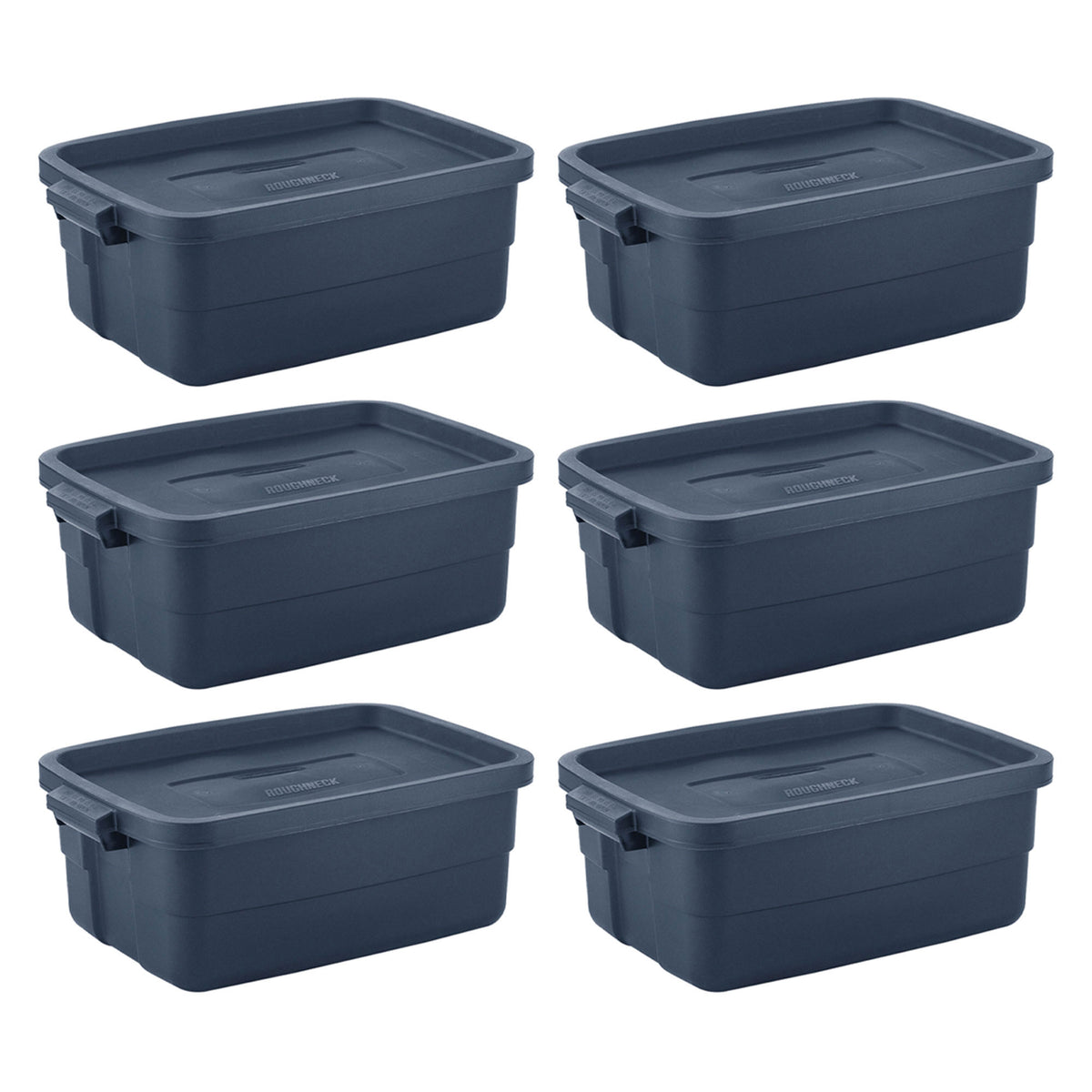 Rubbermaid 10 Gallon Stackable Storage Container, Dark Indigo Metallic (6 Pack) (Damaged)