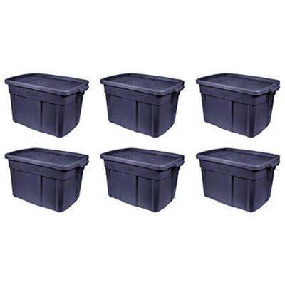 Rubbermaid 18 Gallon Storage Container, Dark Indigo Metallic (6 Pack) (Damaged)