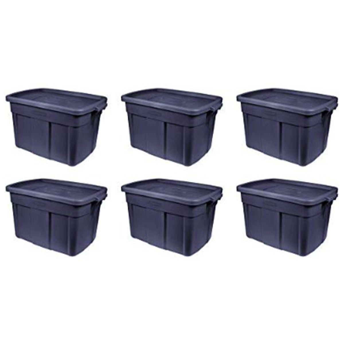 Rubbermaid Roughneck 18 Gallon Tote, Dark Indigo Metallic (6 Pack) (Open Box)