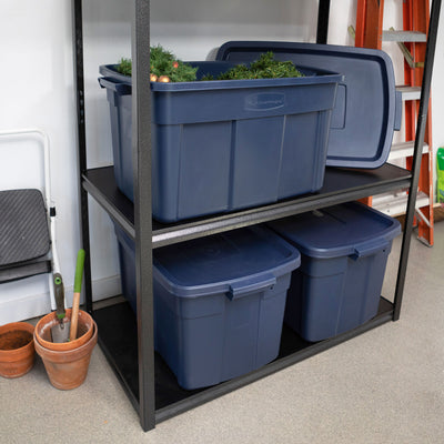Rubbermaid 31 Gallon Stackable Storage Container, Dark Indigo Metallic (6 Pack)