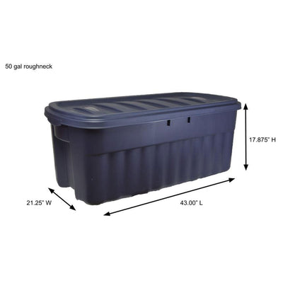 Rubbermaid 50 Gallon Storage Container, Dark Indigo Metallic (4 Pack) (Open Box)