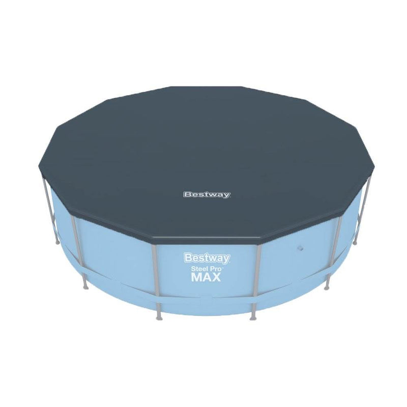 Bestway Round PVC 12 Foot Pool Cover for Above Ground Pro Frame Pools (Used)
