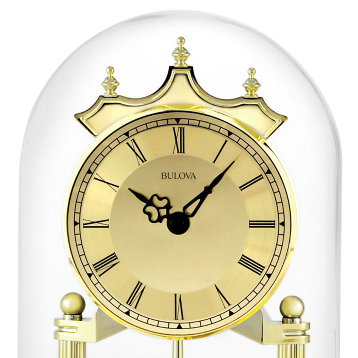 Bulova Clocks Oval Dome Clock with Metal Base and Brass Finish, Gold (For Parts)