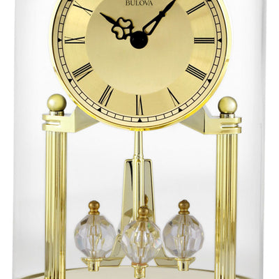 Bulova Clocks Oval Dome Clock with Metal Base and Brass Finish, Gold (For Parts)