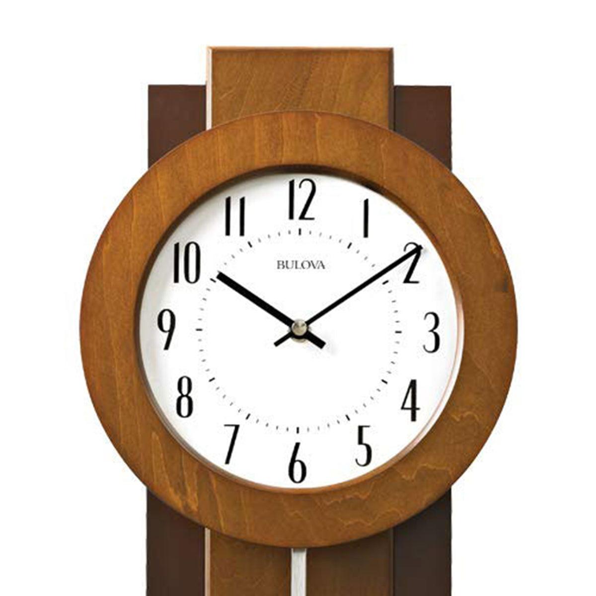 Bulova Clocks Avent 23 Inch 2 Tone Walnut and Mahogany Pendulum Clock (Open Box)