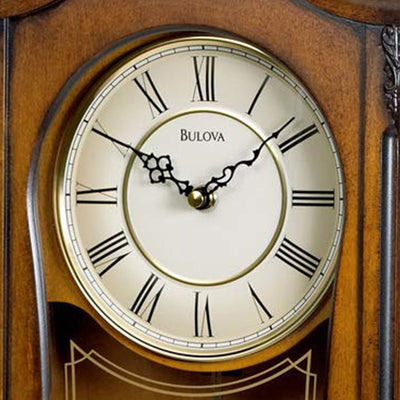 Bulova Clocks C3542 Cranbrook Wall Mount Analog Wooden Chiming Clock, Brown (Refurbished)