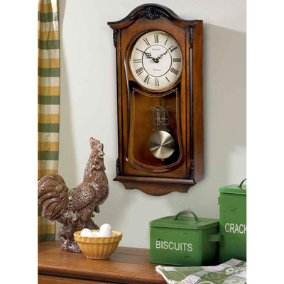 Bulova Clocks C3542 Cranbrook Wall Mount Analog Wooden Chiming Clock, Brown (Refurbished)