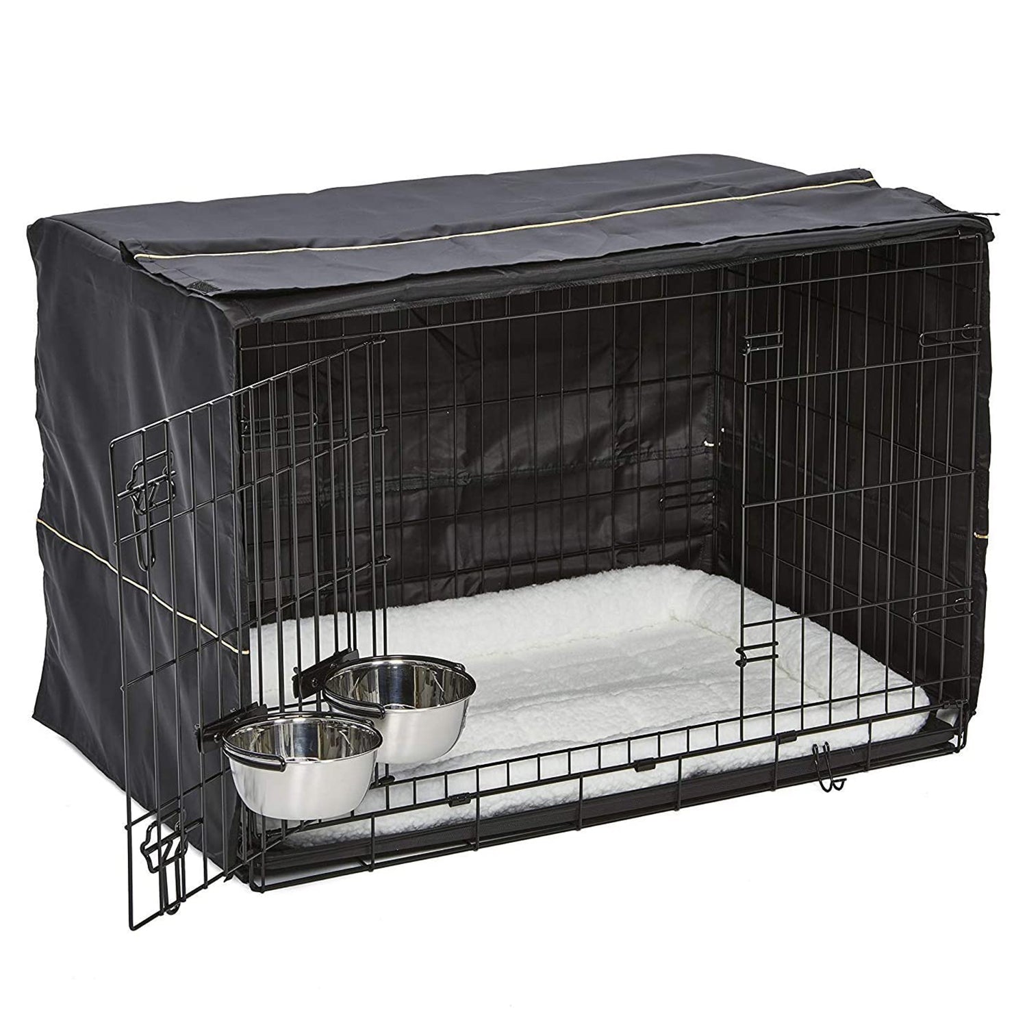 MidWest Homes For Pets iCrate Medium Large Dog Bed Kennel Kit with Cover, Black