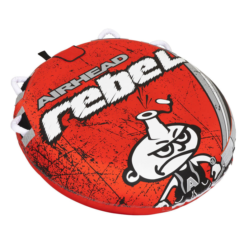 Airhead Rebel 54 Inch Durable Red Towable Tube Kit, Rope and 12V Pump (Open Box)