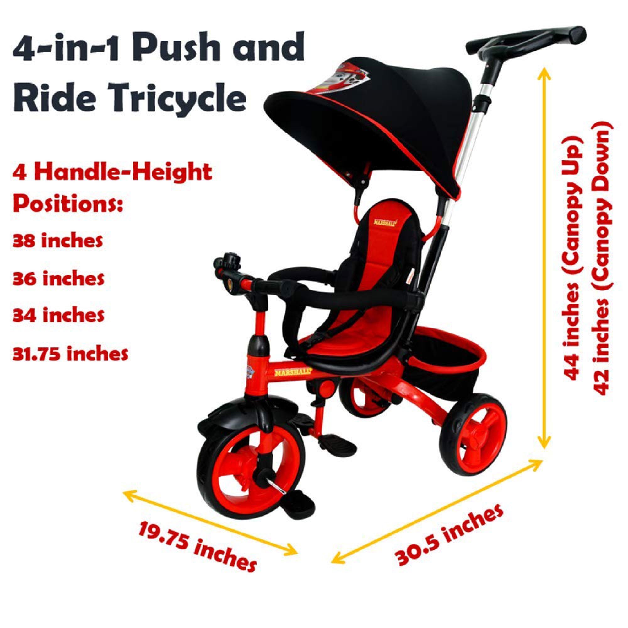 Kids Embrace Marshall 4 in 1 Push & Pedal Paw Patrol Trike & Stroller (Used)