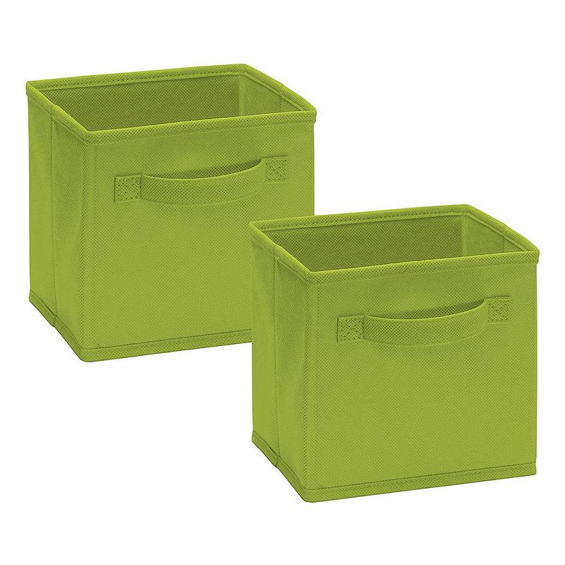ClosetMaid Mini Collapsible Fabric Storage Cube w/ Handle, Spring Green (2 Pack)