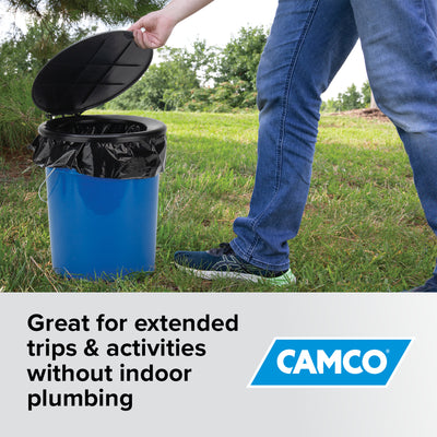 Camco 10 Pack Leak Proof Double Lined Camping Toilet Bucket Waste Bags, Black