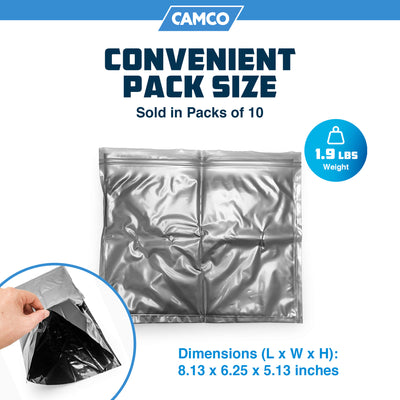 Camco 10 Pack Leak Proof Double Lined Camping Toilet Bucket Waste Bags, Black