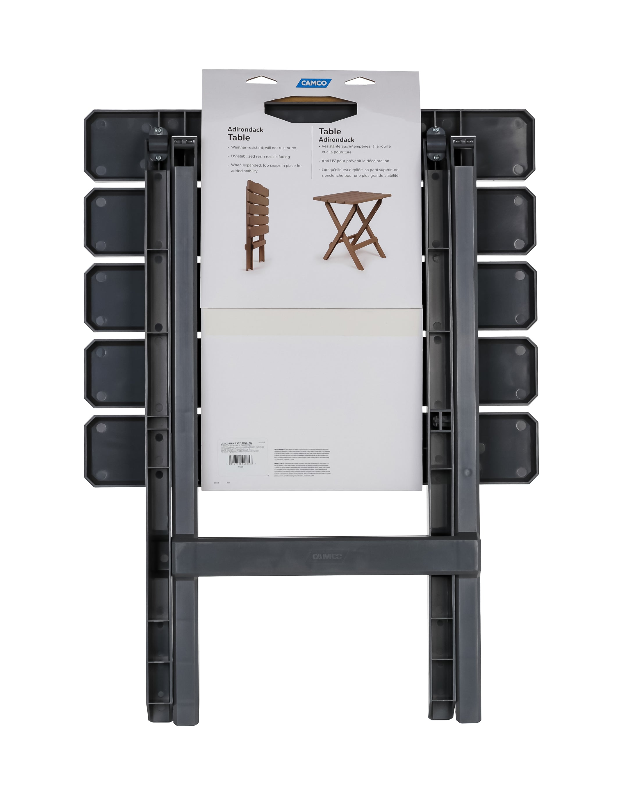 Camco Large Adirondack Outdoor Furniture Folding Table, Charcoal (Open Box) - VMInnovations