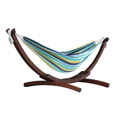 Vivere Double Cotton 2-Person Hammock with Solid Pine Stand, Cayo Reef (Used)