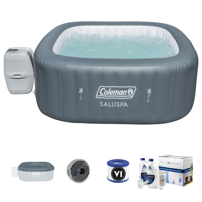 Coleman Inflatable Outdoor Round Hot Tub | Dichlor Hot Tub Water Care Kit - VMInnovations