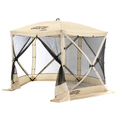 Quick-Set Venture Outdoor Gazebo Canopy Shelter Screen Tent, Beige (Open Box)