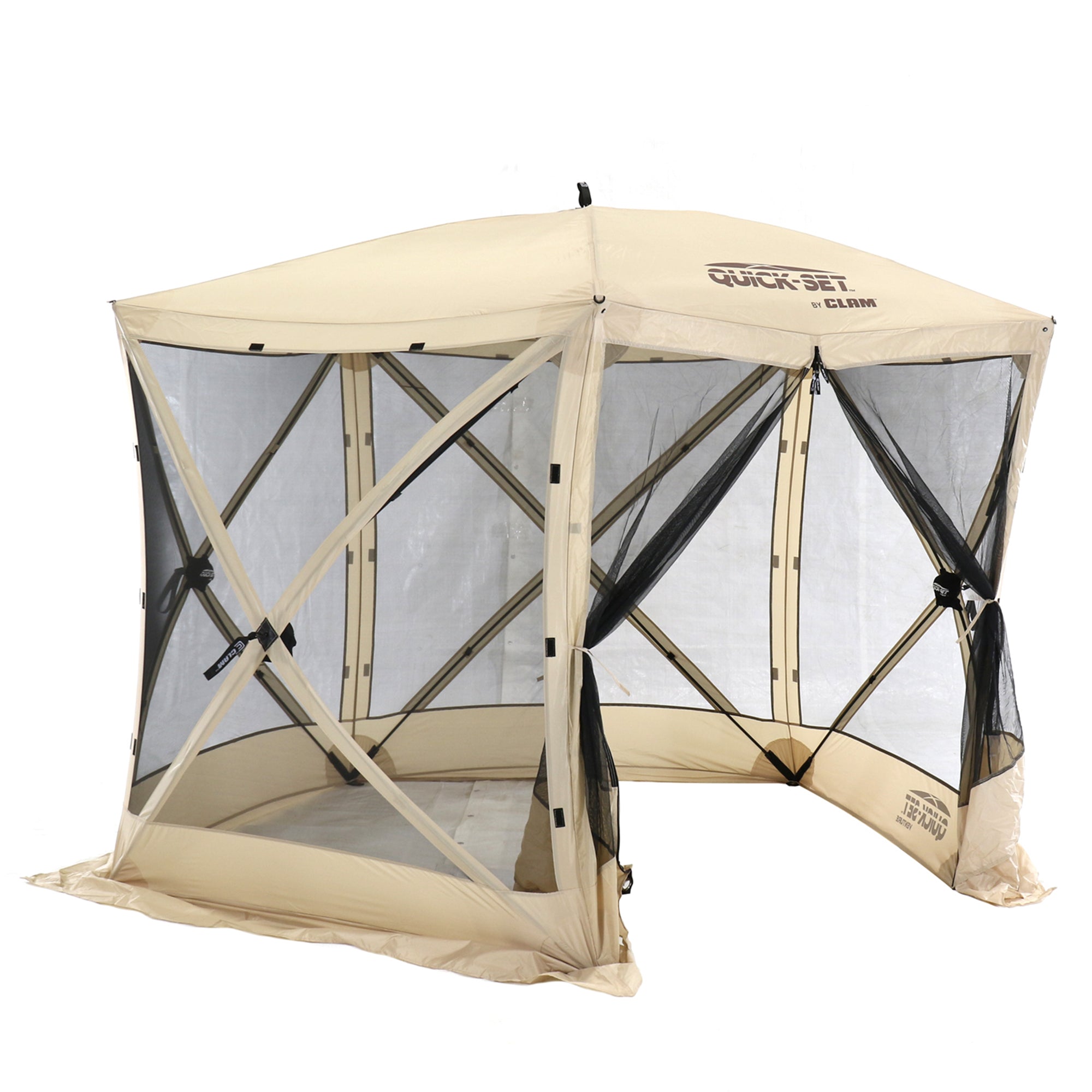 Quick-Set Venture Portable Gazebo Canopy Shelter Screen Tent, Beige (Used) - VMInnovations