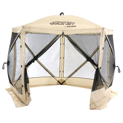 Quick-Set Venture Portable Gazebo Canopy Shelter Screen Tent, Beige (Used)