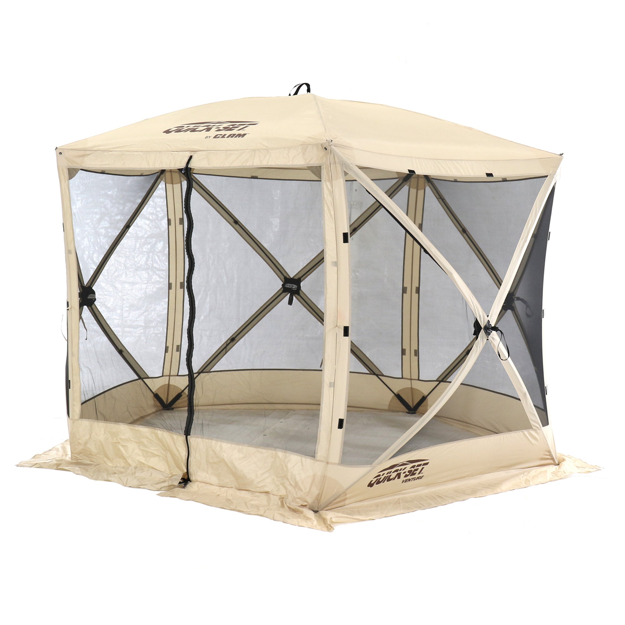 Quick-Set Venture Portable Gazebo Canopy Shelter Screen Tent, Beige (Used) - VMInnovations
