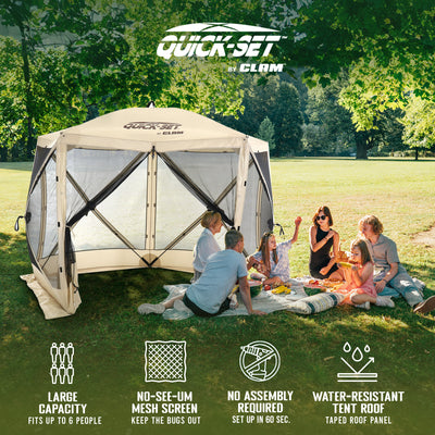 Quick-Set Venture Portable Gazebo Canopy Shelter Screen Tent, Beige (Used) - VMInnovations