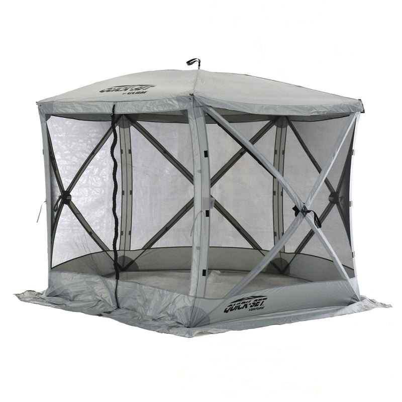 Quick-Set Venture Outdoor Gazebo Canopy Shelter & Screen Tent, Gray (Open Box)