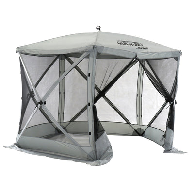 Quick-Set Venture Outdoor Gazebo Canopy Shelter & Screen Tent, Gray (Used)