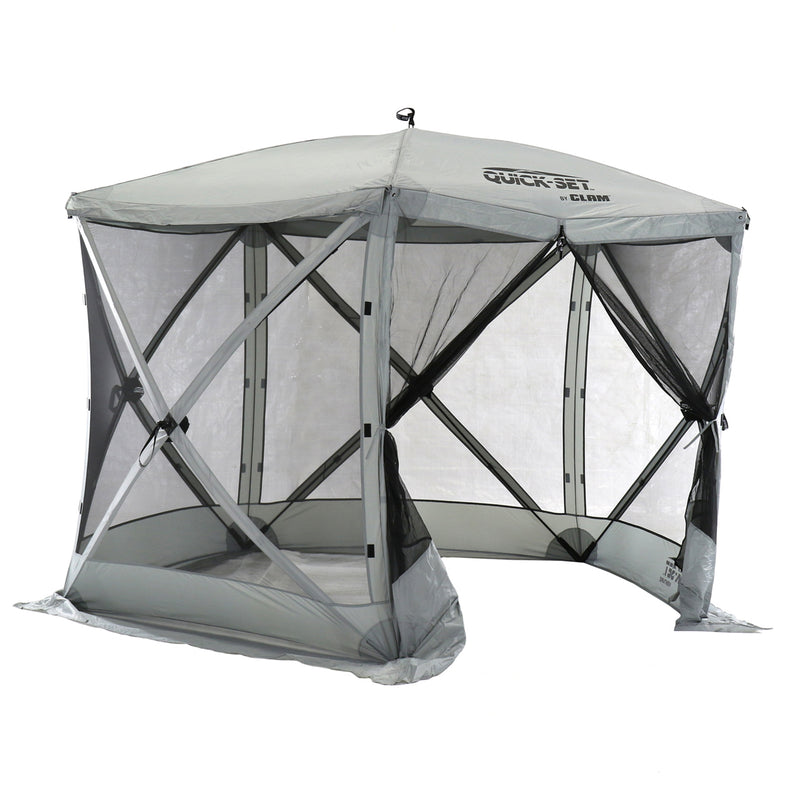 Quick-Set Venture Outdoor Gazebo Canopy Shelter & Screen Tent, Gray (Open Box)