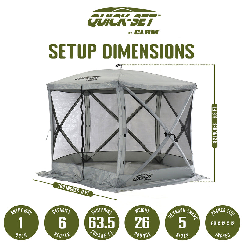 Quick-Set Venture Outdoor Gazebo Canopy Shelter & Screen Tent, Gray (Used)