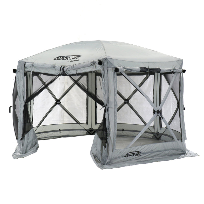 CLAM Quick-Set Pavilion Outdoor Gazebo Canopy Shelter Screen Tent, Gray (Used)