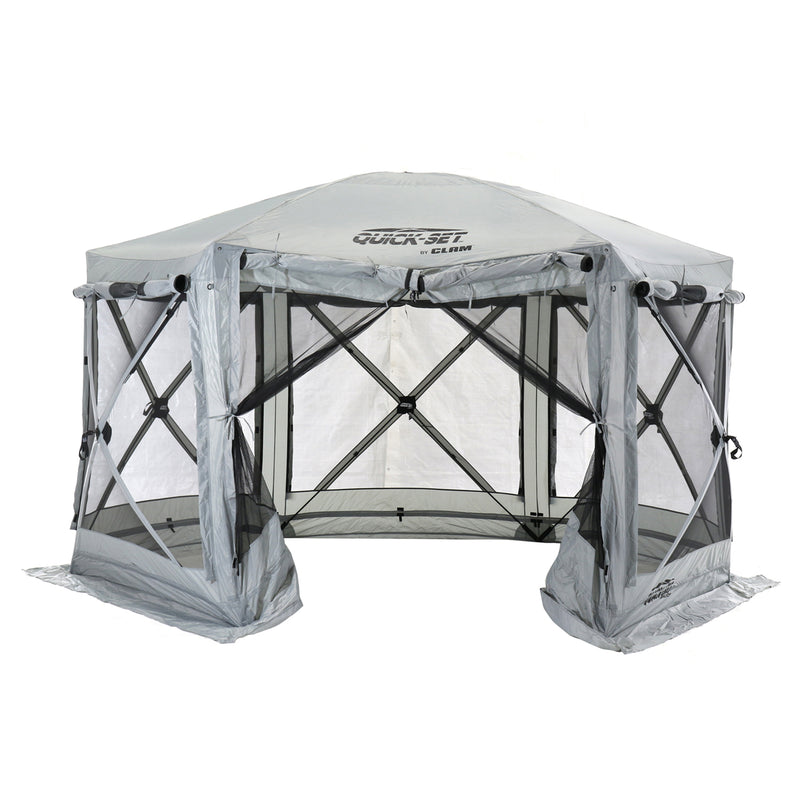 CLAM Quick-Set Pavilion Outdoor Gazebo Canopy Shelter Screen Tent, Gray (Used)