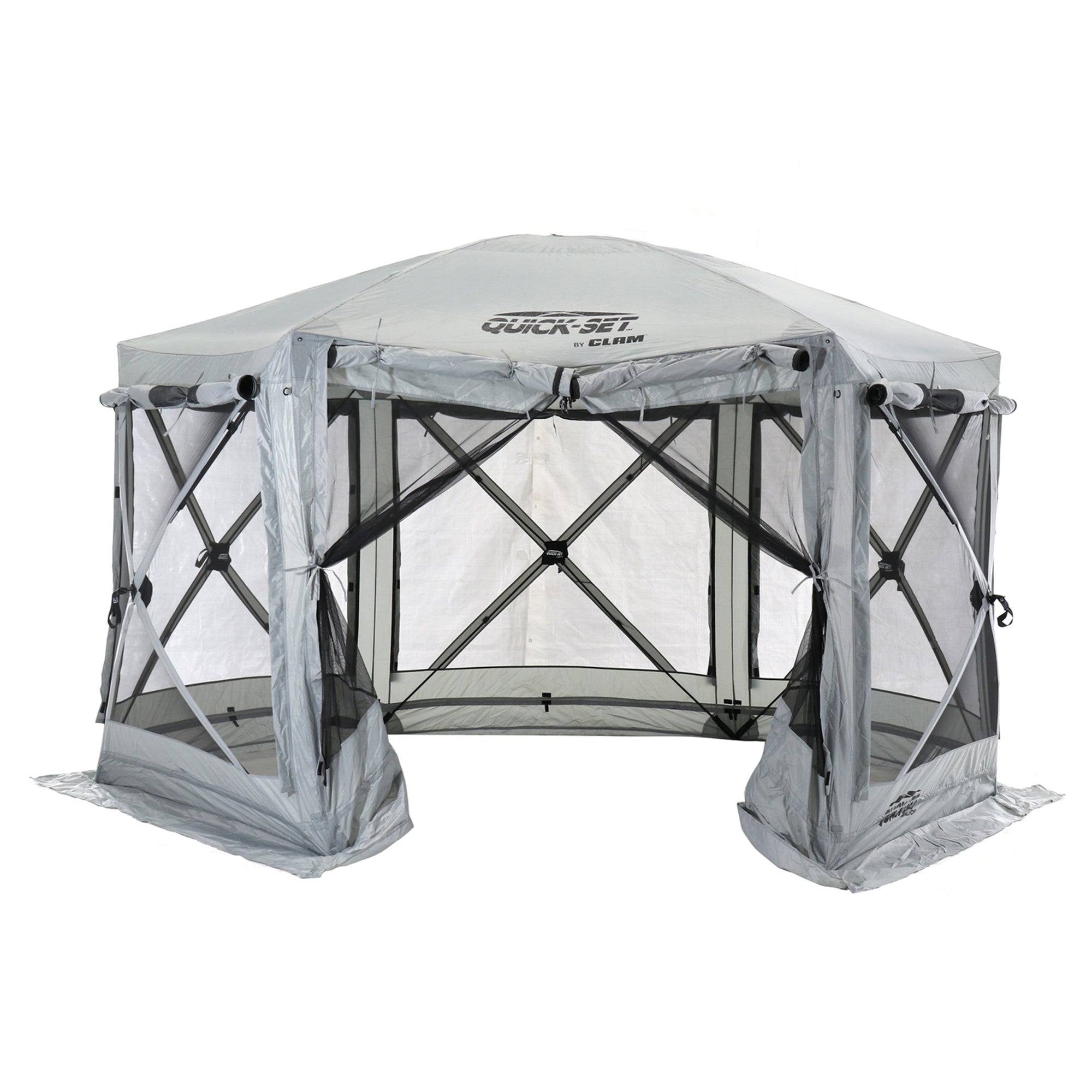 CLAM Quick-Set Pavilion Outdoor Gazebo Shelter Screen Tent, Gray (Open Box) - VMInnovations