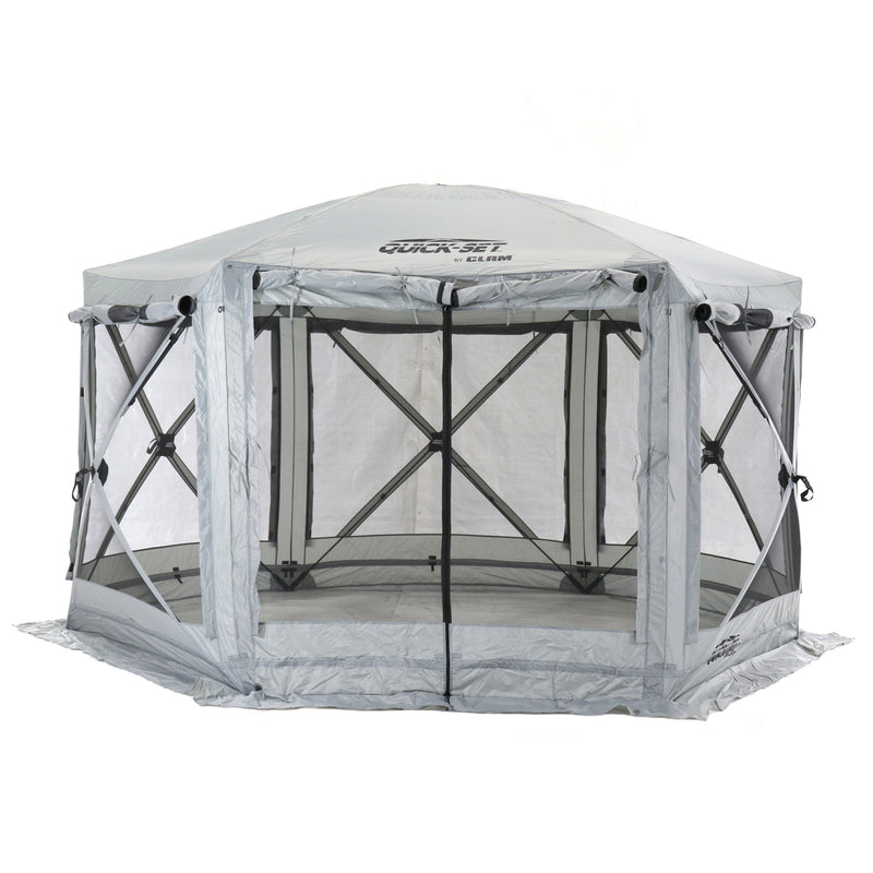 CLAM Quick-Set Pavilion Outdoor Gazebo Canopy Shelter Screen Tent, Gray (Used)