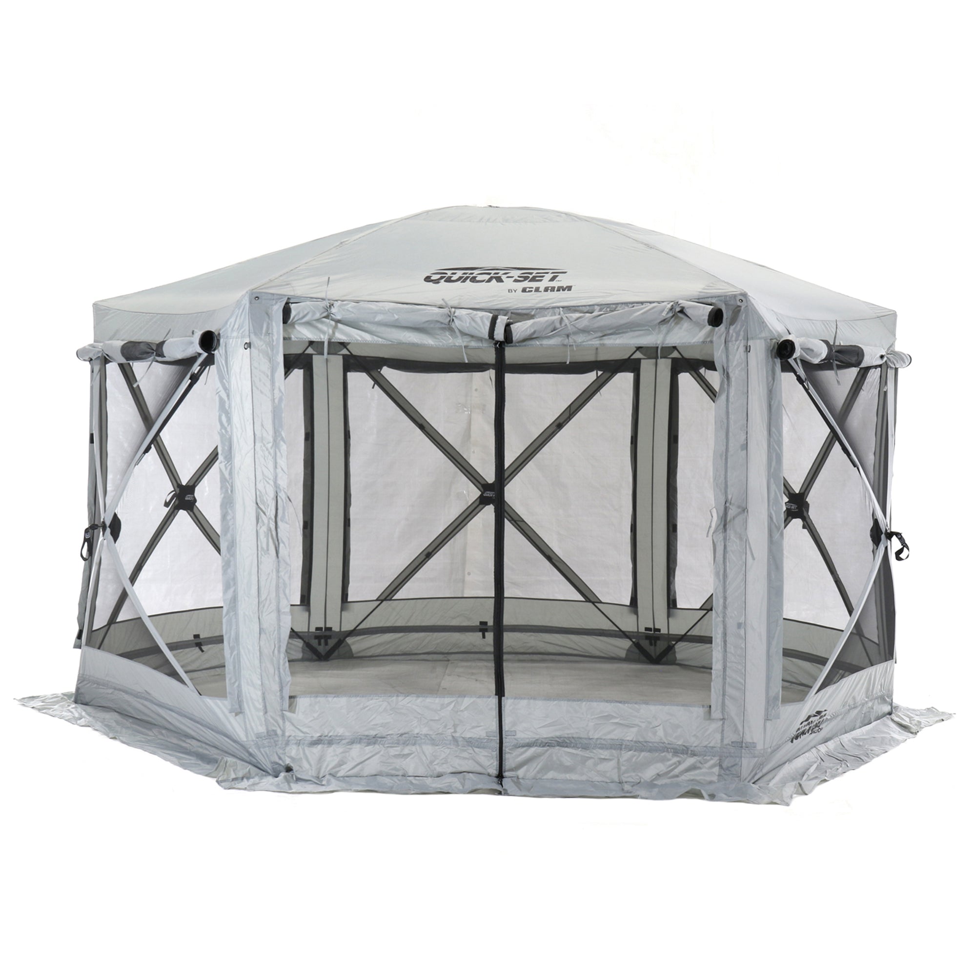 CLAM Quick-Set Pavilion Outdoor Gazebo Shelter Screen Tent, Gray (Open Box) - VMInnovations
