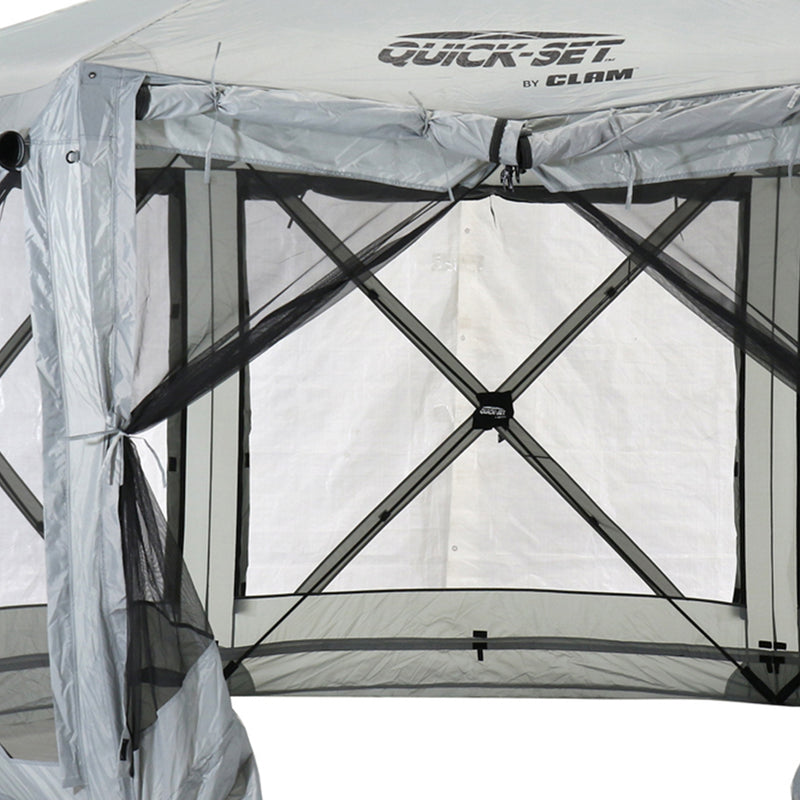 CLAM Quick-Set Pavilion Outdoor Gazebo Canopy Shelter Screen Tent, Gray (Used)