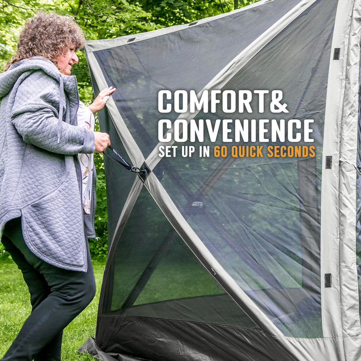 CLAM Quick-Set Pavilion Outdoor Gazebo Canopy Shelter Screen Tent, Gray (Used) - VMInnovations