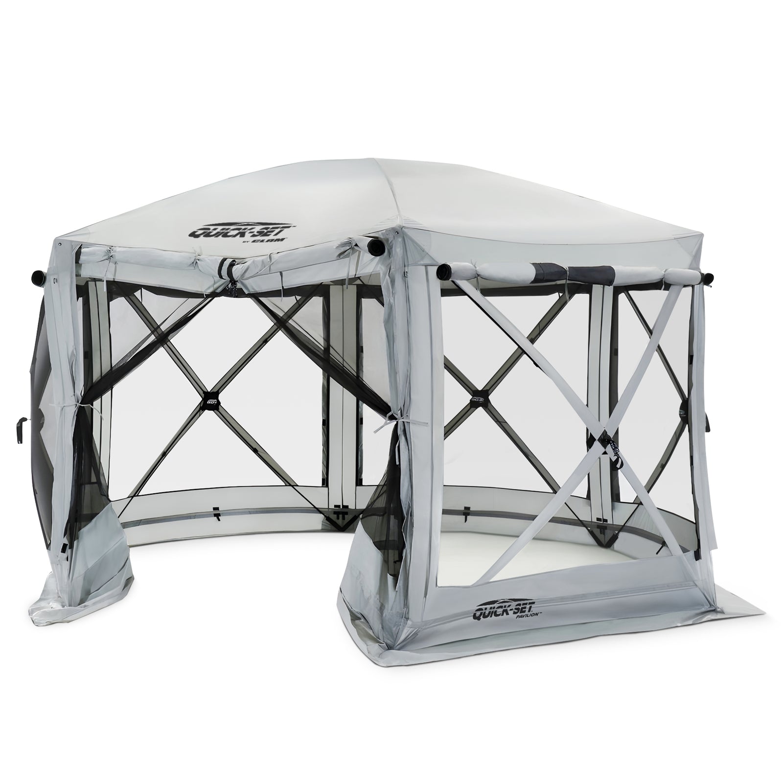 CLAM Quick-Set Pavilion 12.5 x 12.5 Foot Portable Outdoor Canopy Shelter, Gray - VMInnovations