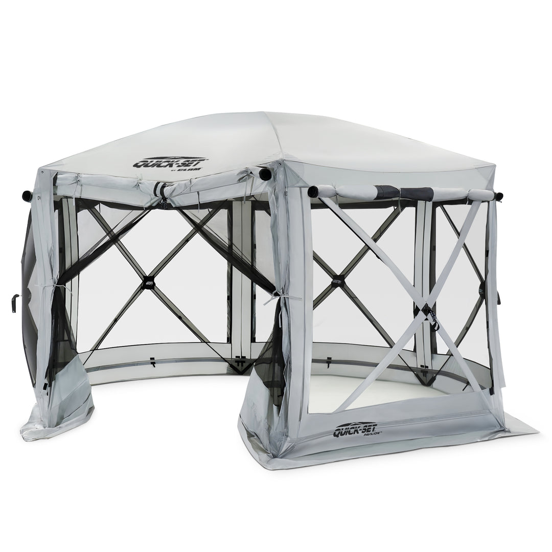 CLAM Quick-Set Pavilion Outdoor Gazebo Shelter Screen Tent, Gray (Open Box)