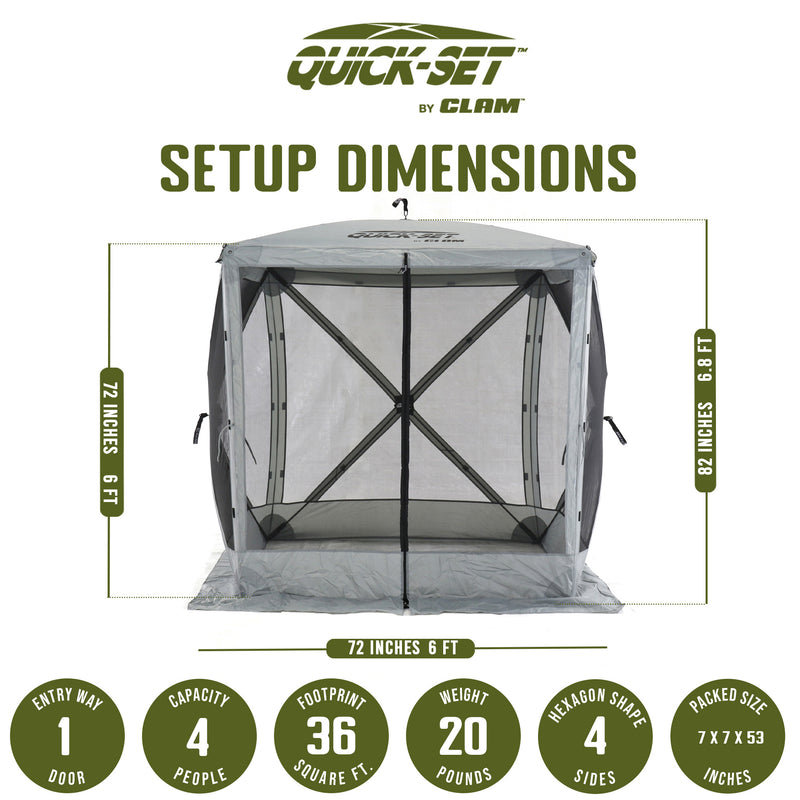 Quick-Set Traveler Outdoor Gazebo Canopy Shelter Screen Tent, Gray (Open Box)