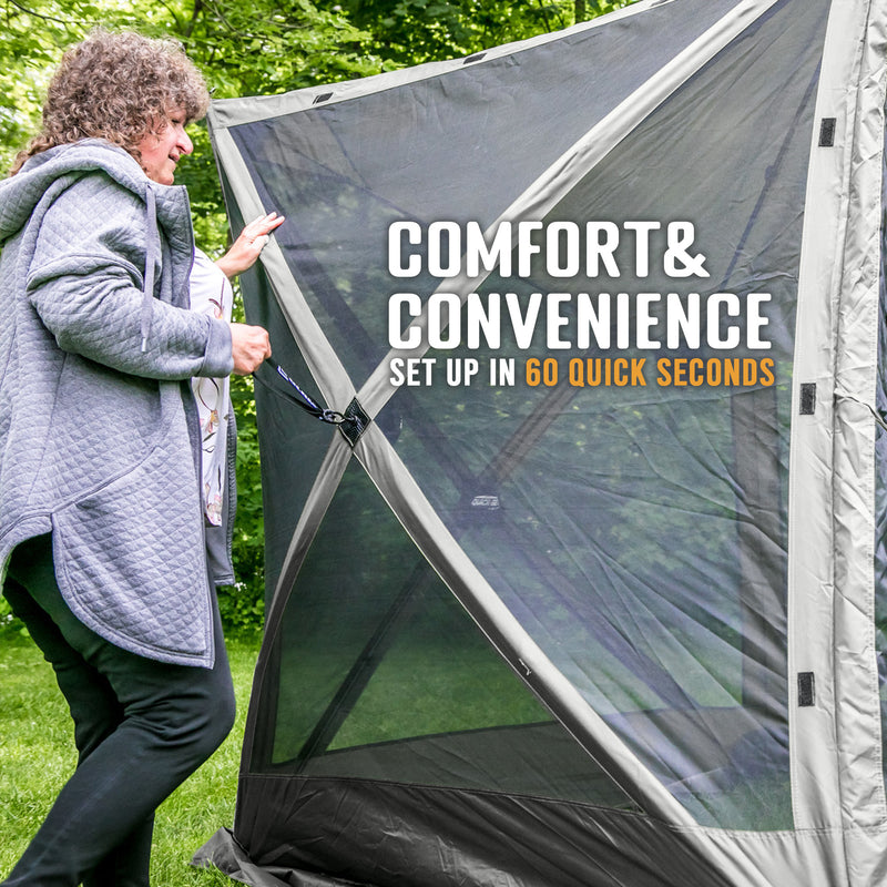 Quick-Set Traveler Portable Gazebo Canopy Shelter Screen Tent, Gray (Used)