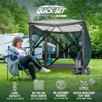 Quick-Set Traveler Outdoor Gazebo Canopy Shelter Screen Tent, Gray (Open Box)