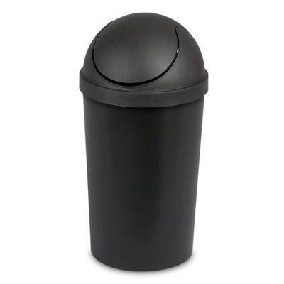 Sterilite 10839006 3 Gallon Round Swing Top Plastic Wastebasket, Black (12 Pack)