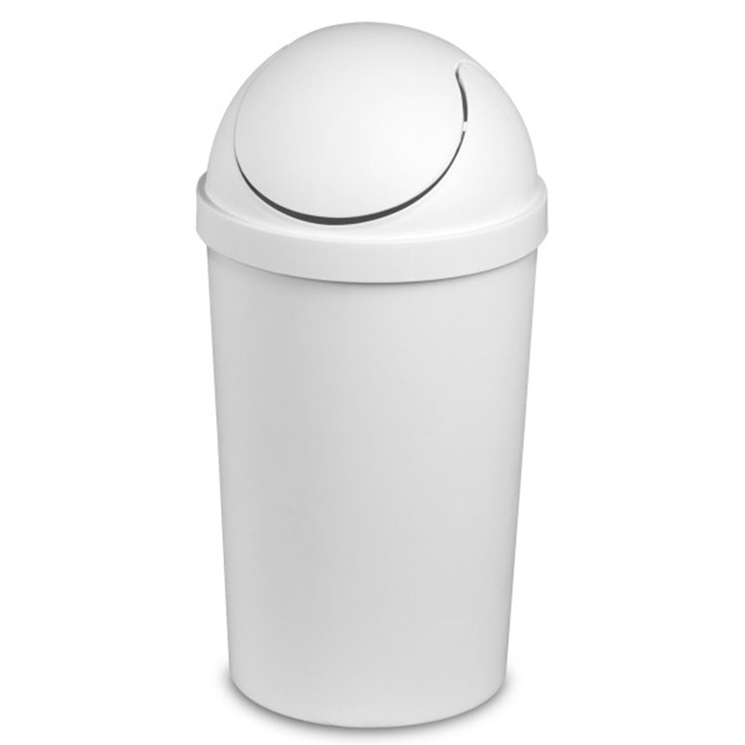 Sterilite 10838006 3 Gallon Round Swing Top Plastic Wastebasket, White (12 Pack)