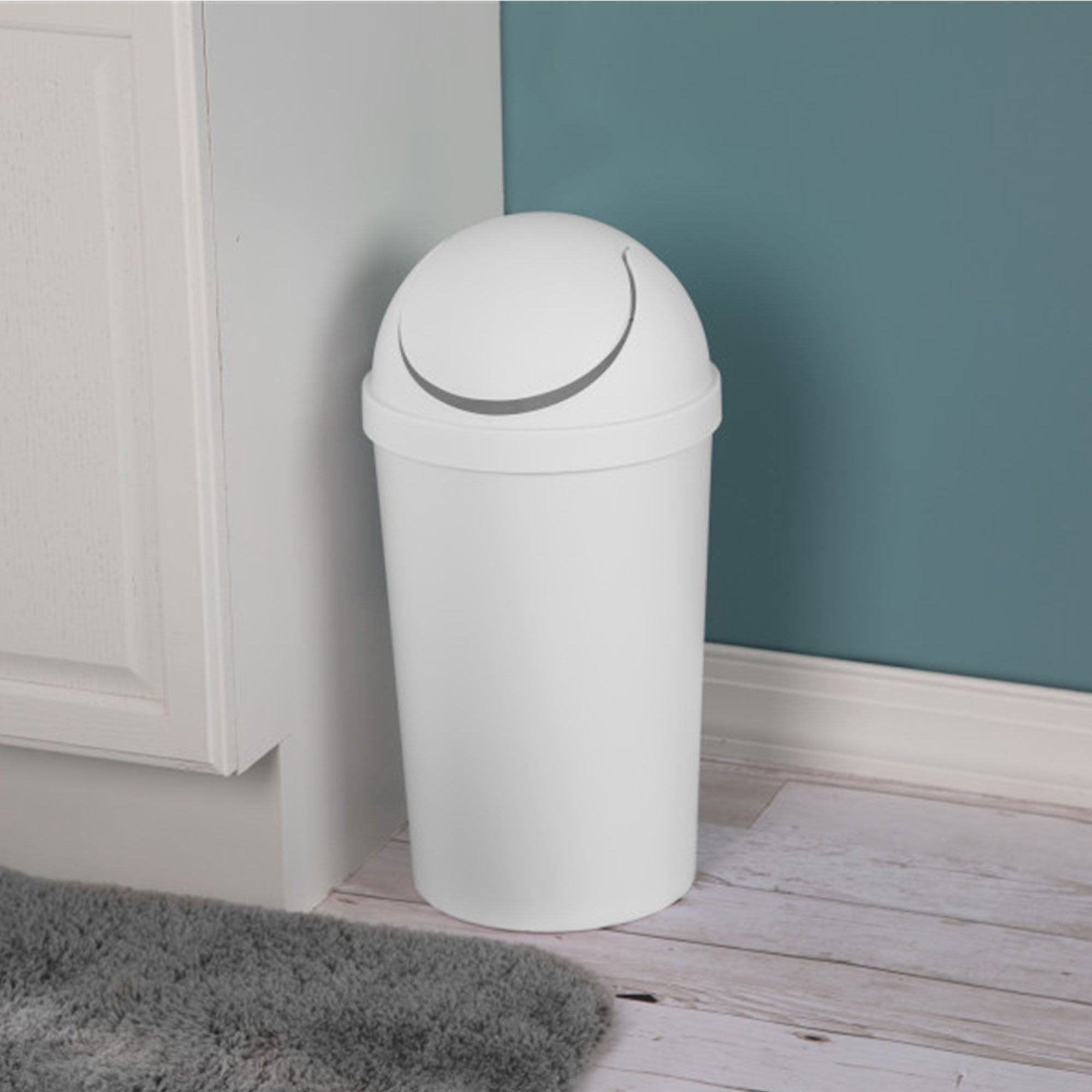 Sterilite 10838006 3 Gallon Round Swing Top Plastic Wastebasket, White (6 Pack) - VMInnovations