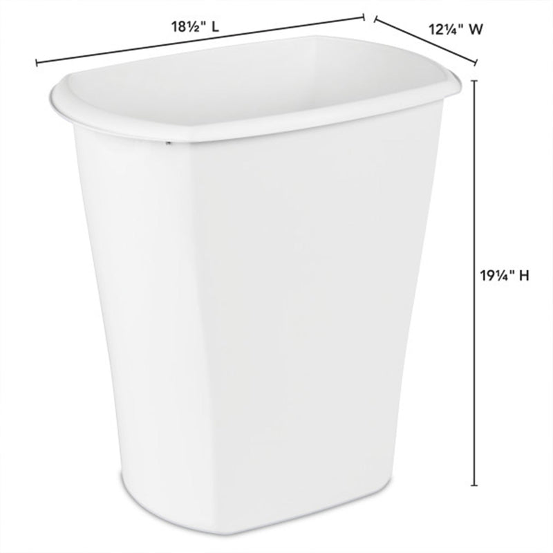 Sterilite 10538006 10 Gallon White Ultra Plastic Wastebasket Trash Can (6 Pack)