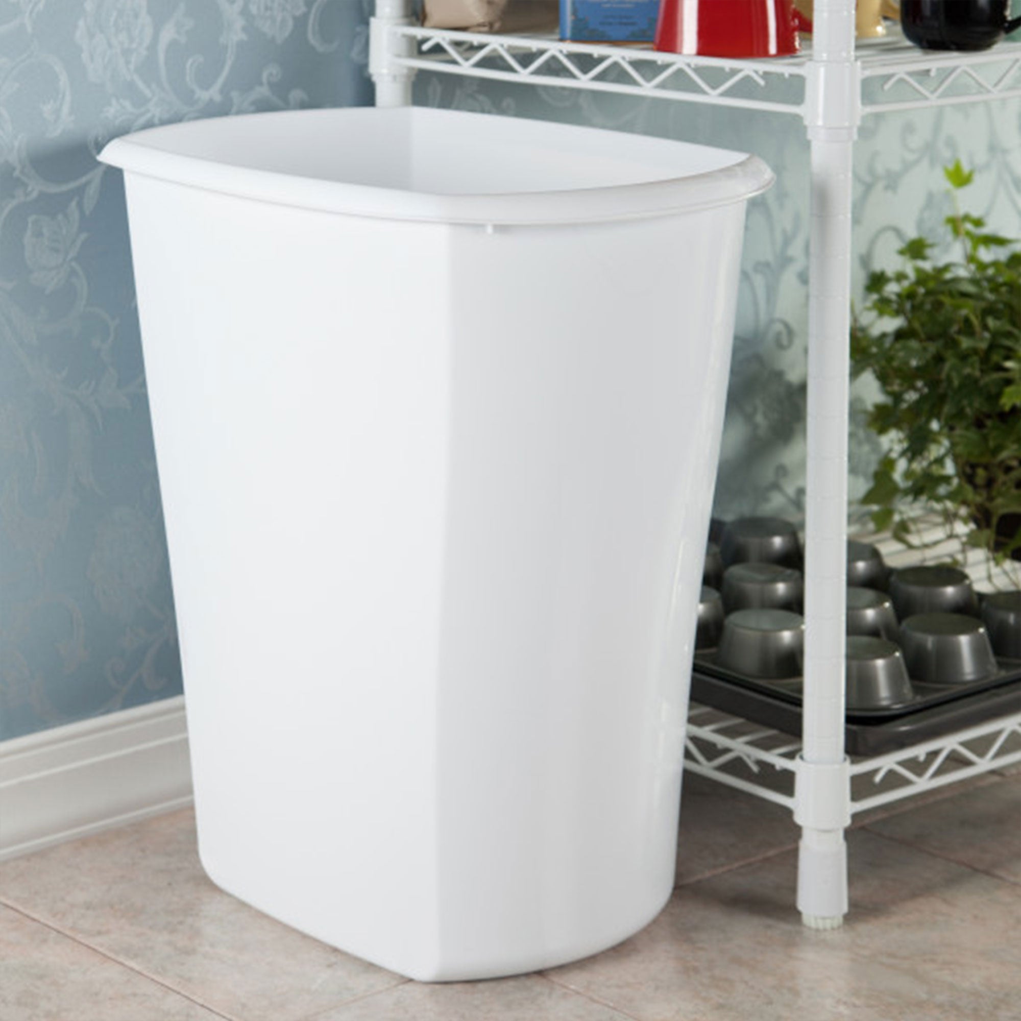 Sterilite 10538006 10 Gallon White Ultra Plastic Wastebasket Trash Can (6 Pack) - VMInnovations