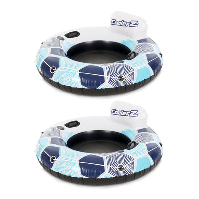 Bestway CoolerZ Rapid Rider Inflatable Lake Pool Tube Float, Blue/Gray, 2 Pack