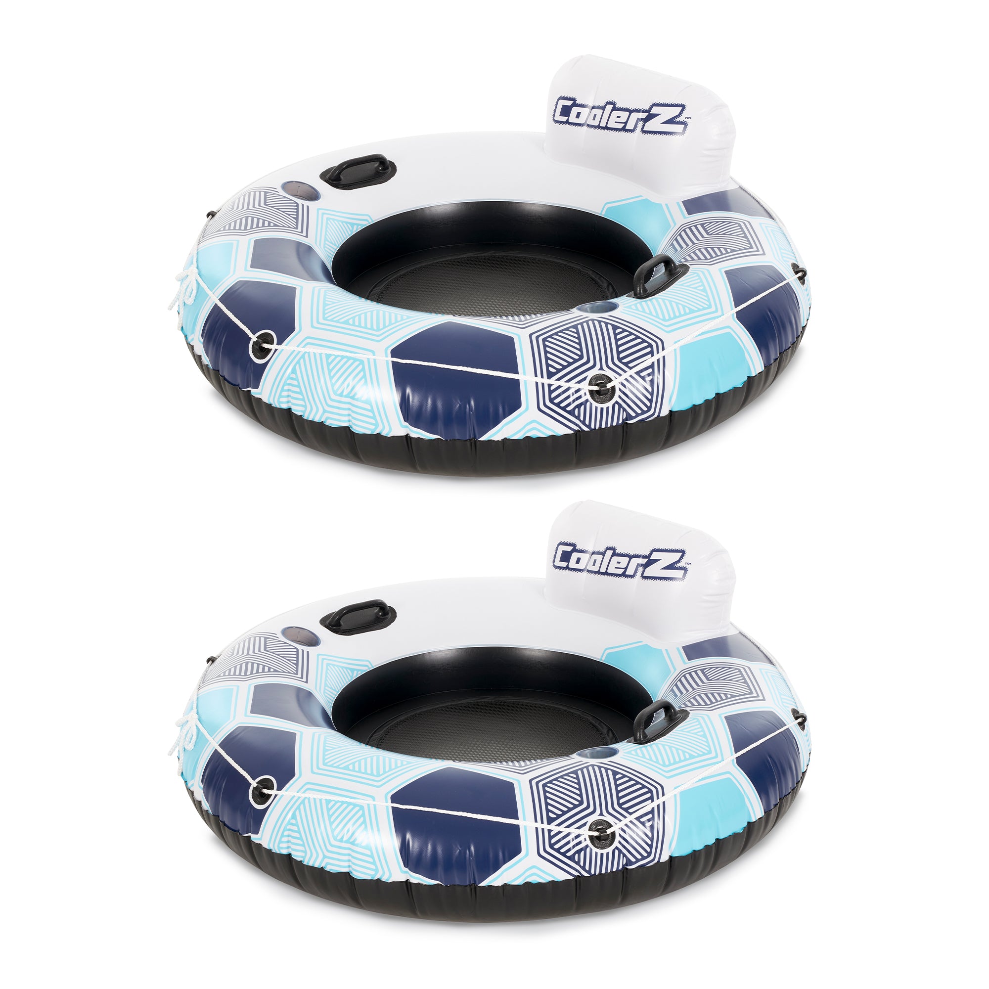 Bestway CoolerZ Rapid Rider Inflatable Lake Pool Tube Float, Blue/Gray, 2 Pack - VMInnovations