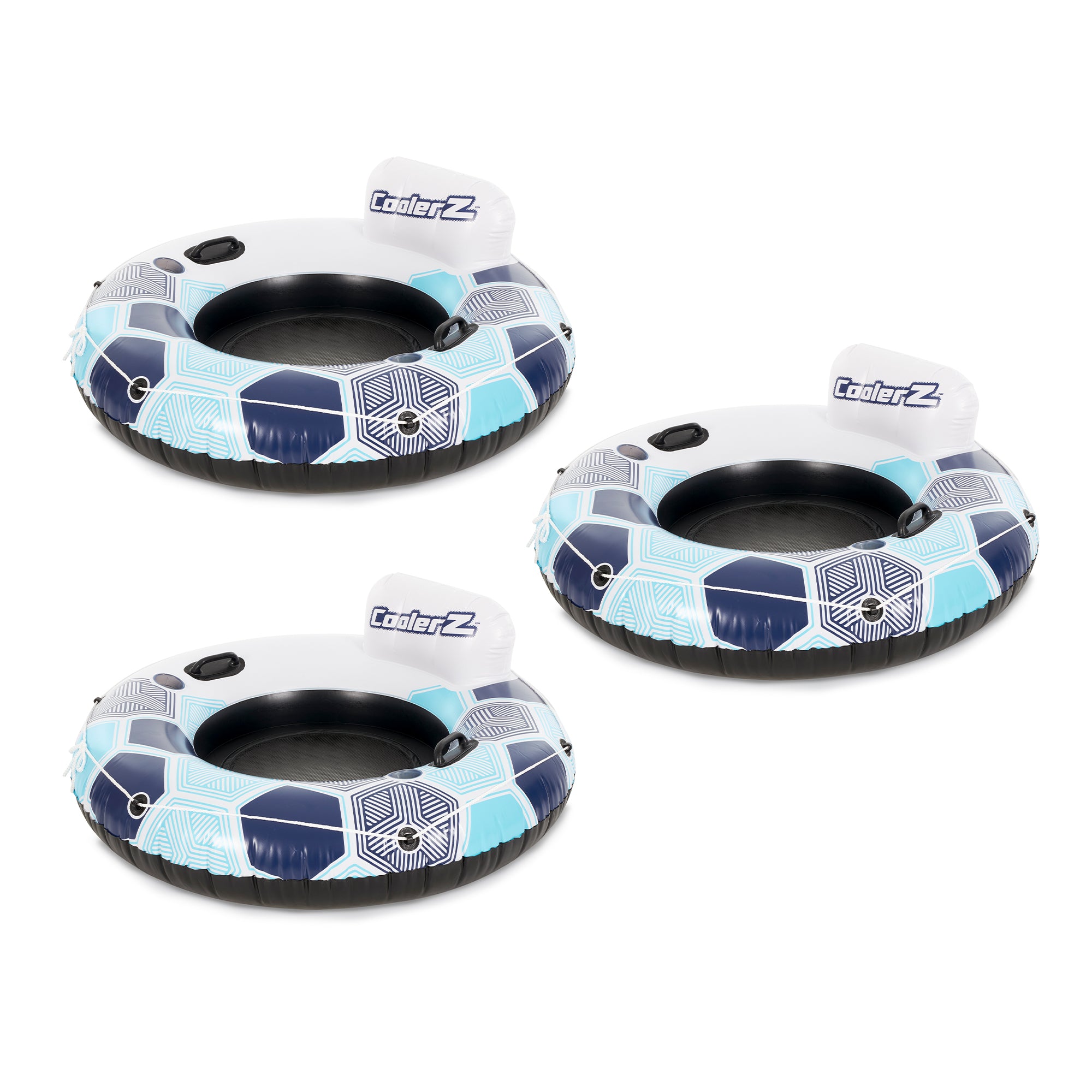 Bestway CoolerZ Rapid Rider Inflatable Lake Pool Tube Float, Blue/Gray, 3 Pack - VMInnovations